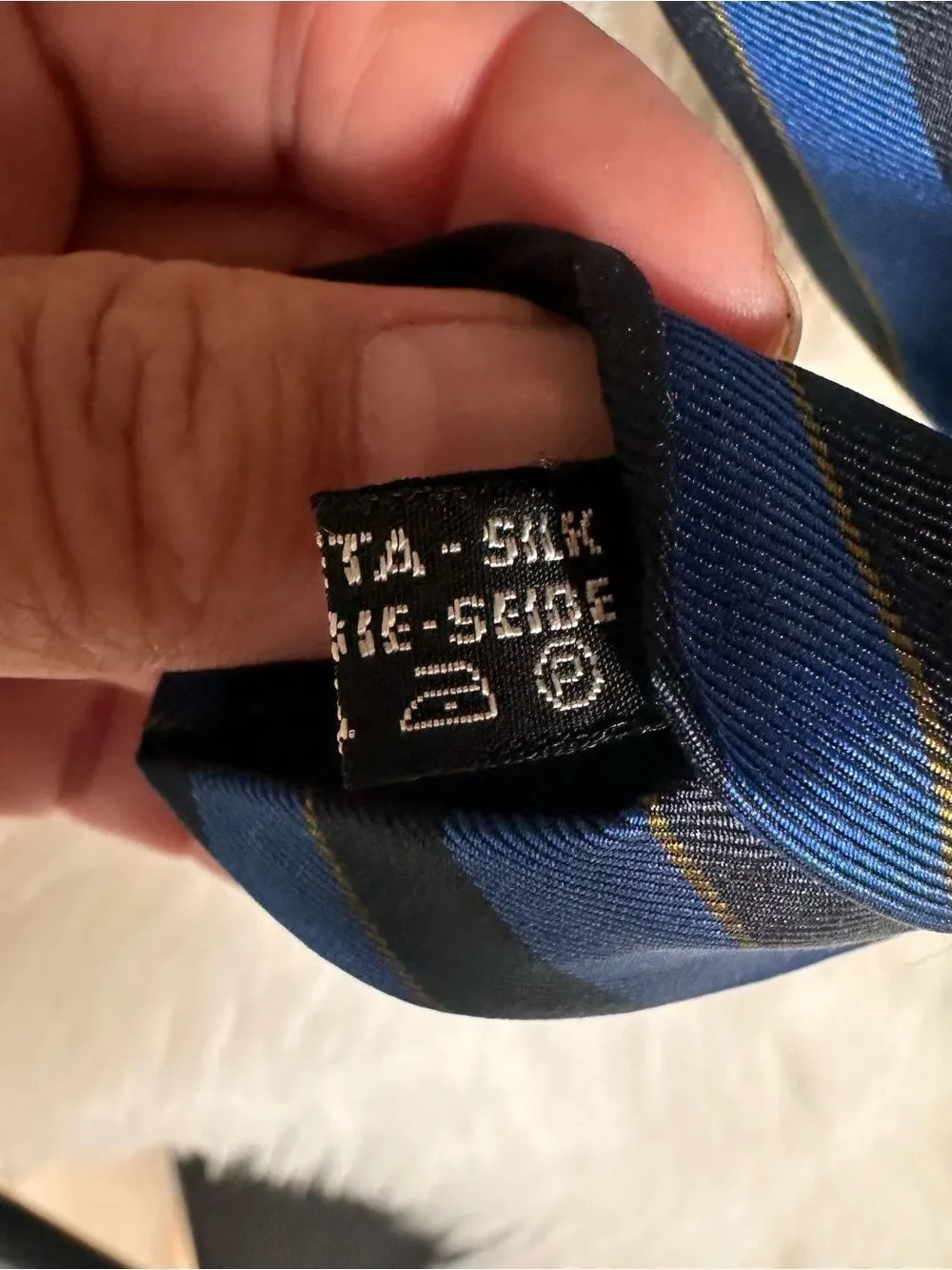Salvatore Ferragamo Blue and Black Diagonal Stripe Tie 100% silk